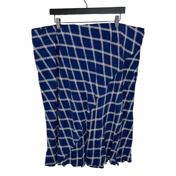 Ava and Viv Skirt Womens Midi Long Plus Size 2X Pull On Blue White A Line Fall - Picture 1 of 13